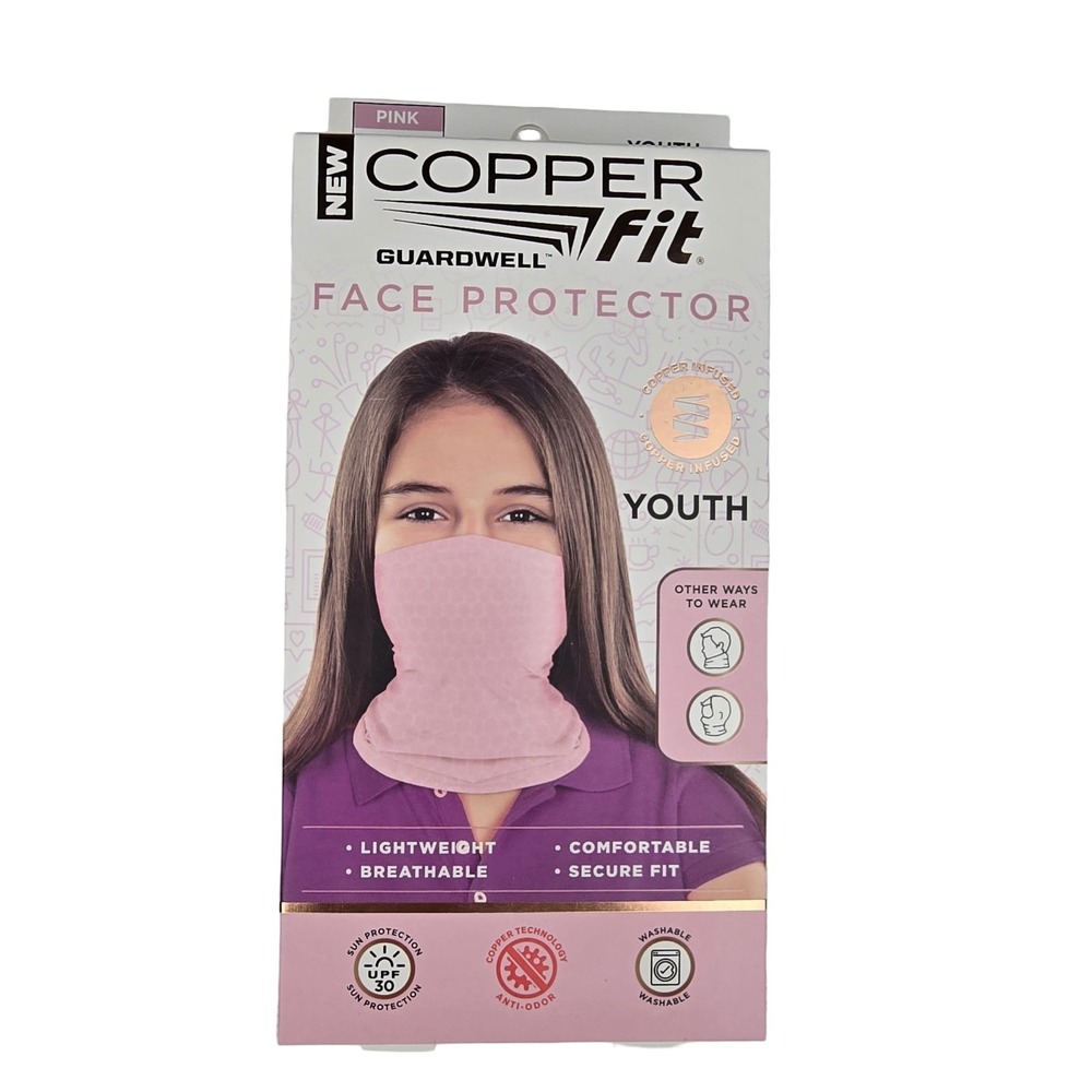 3 Pack Copper Fit Guardwell Youth Face Protector Pink Ages 8+ UPF 30 New